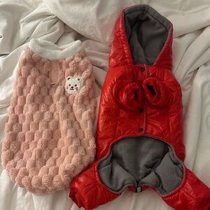 Cozy Pink and Red Pet Jackets